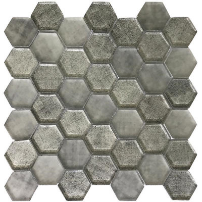 1.9" x 1.9" Glass Hexagon Mosaic Tile