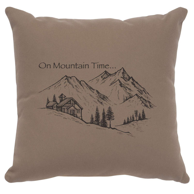 Coussin Wooded River Image - Mountain Time - Coton chrome, Gris