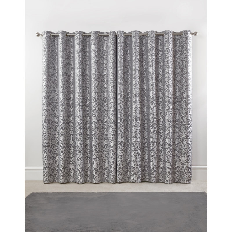 Eden Room Darkening Curtain Pair, Silver, 228 W x 183 D cm