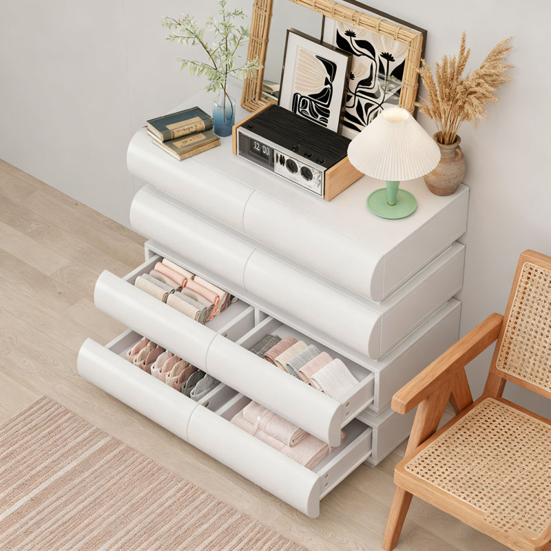 Commode 8 tiroirs pour chambre à coucher, Blanc