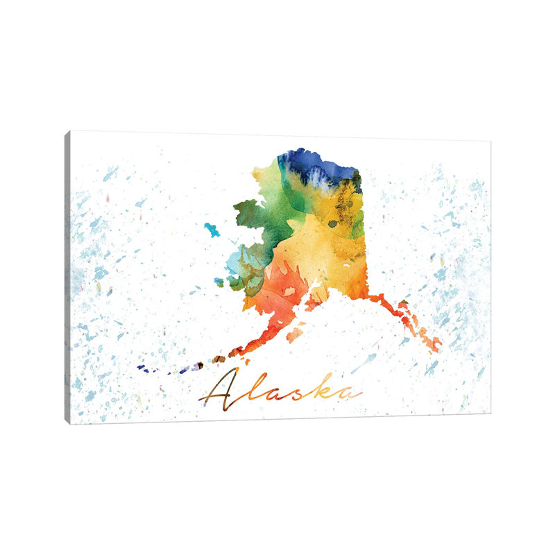 Alaska State Colourful - Wrapped Canvas Painting, 152.5 cm H x 101.5 cm W