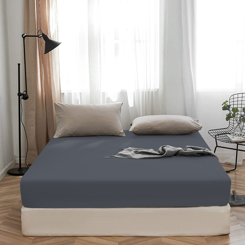 Super Soft 200 Thread Count Microfiber Brushed Fitted Bed Sheet, Charcoal, Double (4'6)