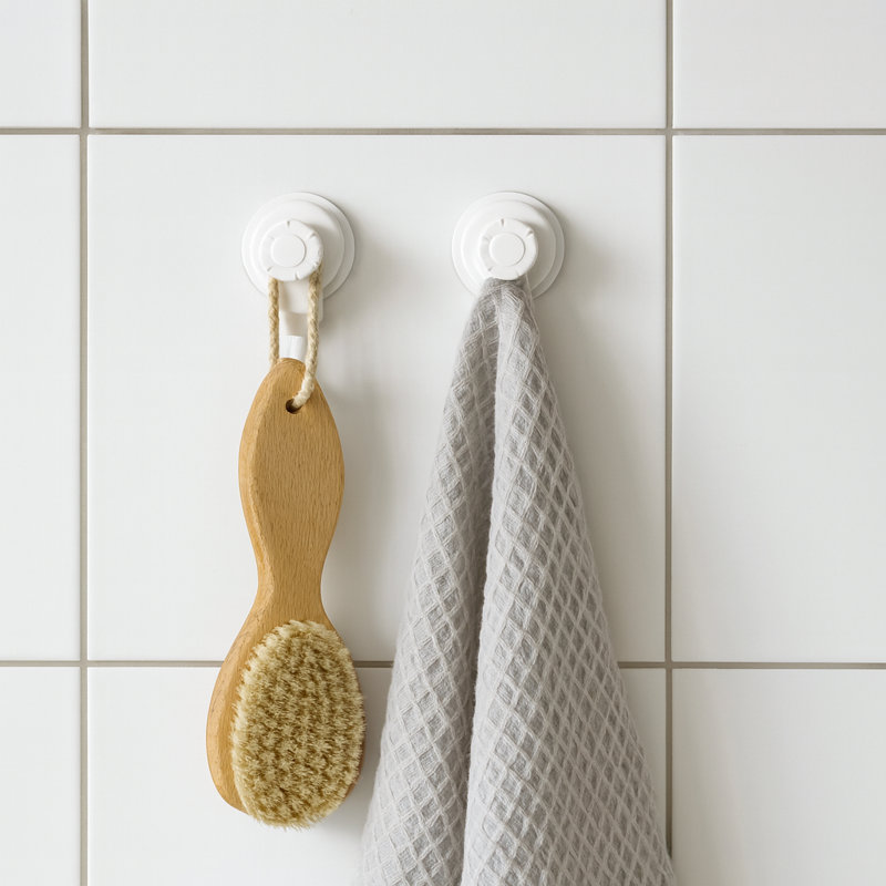 9714 Plastic Suction Wall Hook, White