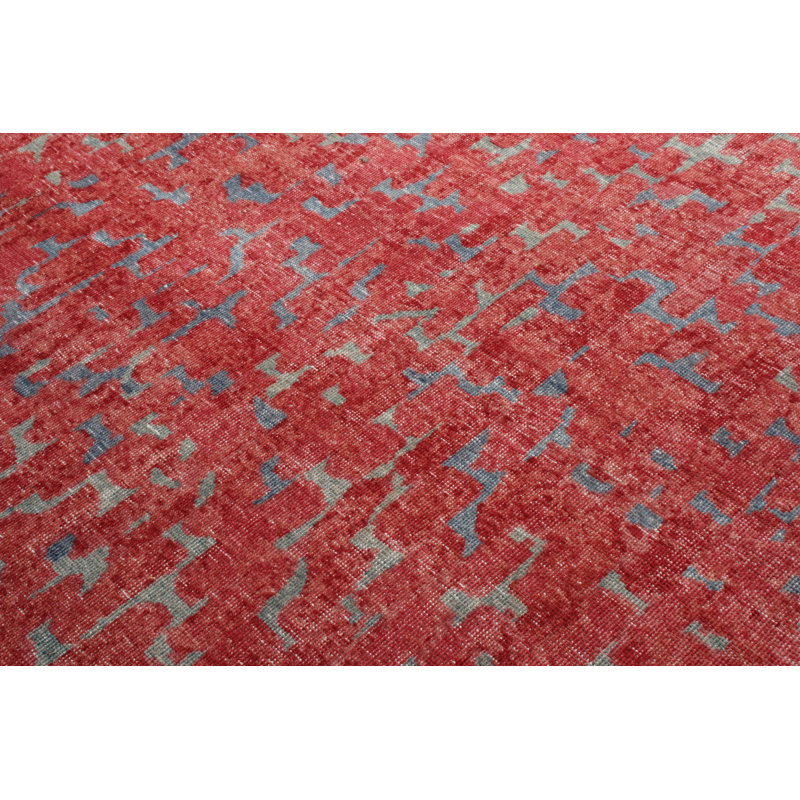Distressed Homage Hand Knotted Wool Geometric Area Rug, Rectangle 8' x 10'