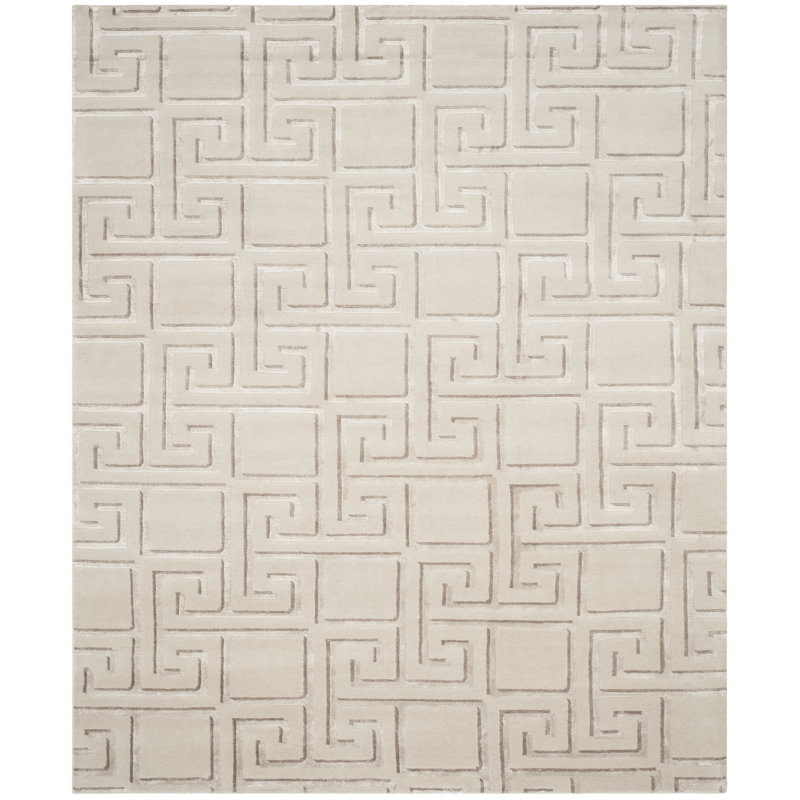 Tapis argenté noué à la main Candie, Rectangle 9 pi x 12 pi