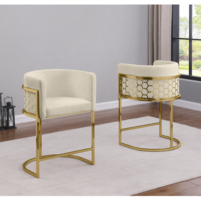 Tabouret de bar rembourré (29 po) et comptoir (24 po) avec tissu en peluche et dossier en forme de peigne miel