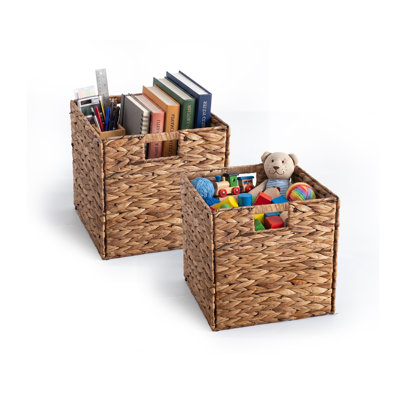 Storage Basket Foldable Handwoven Water Hyacinth Laundry Cubes Organizer Baskets for organizing,10x10
