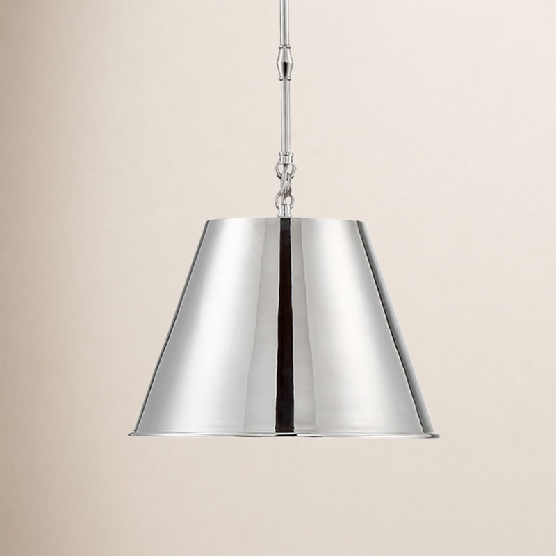 Presley Dimmable Pendant, Polished Nickel, 8.5" H x 12" W x 12" D