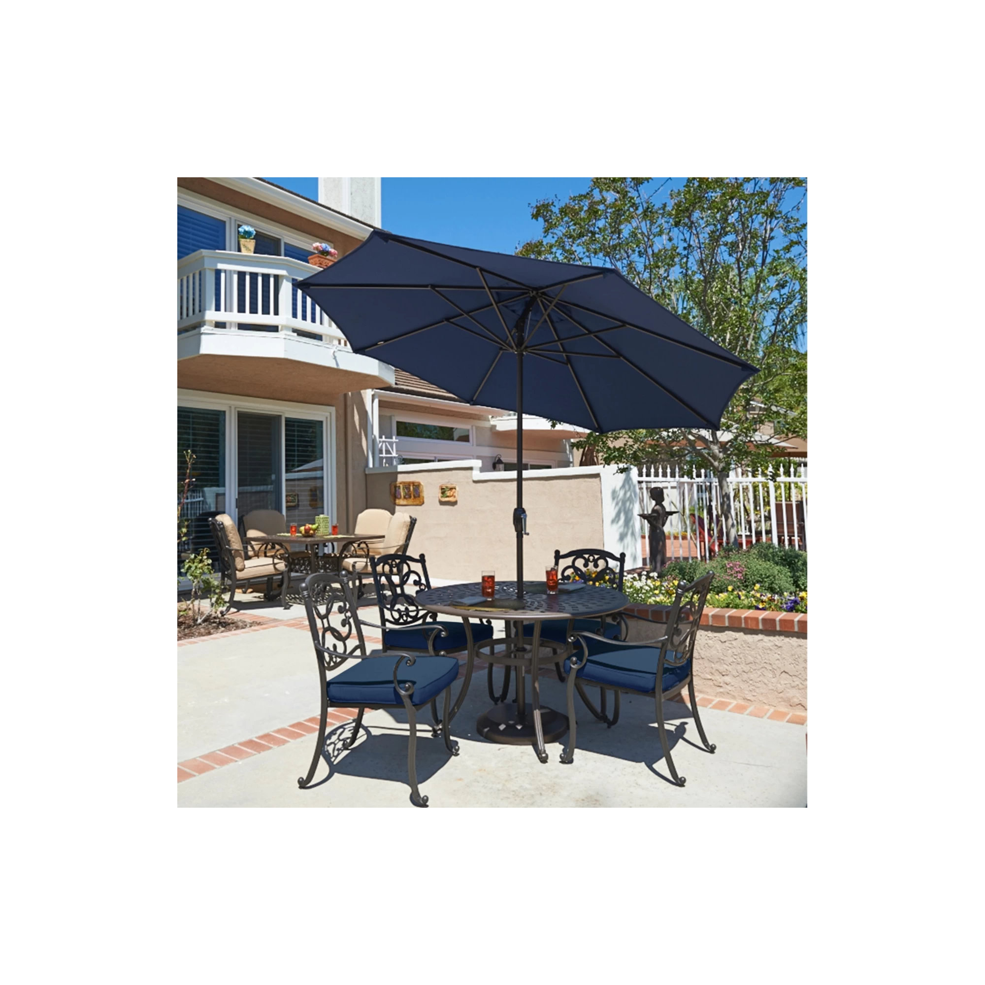 Stevie 108'' Outdoor Umbrella, Navy Blue- Olefin