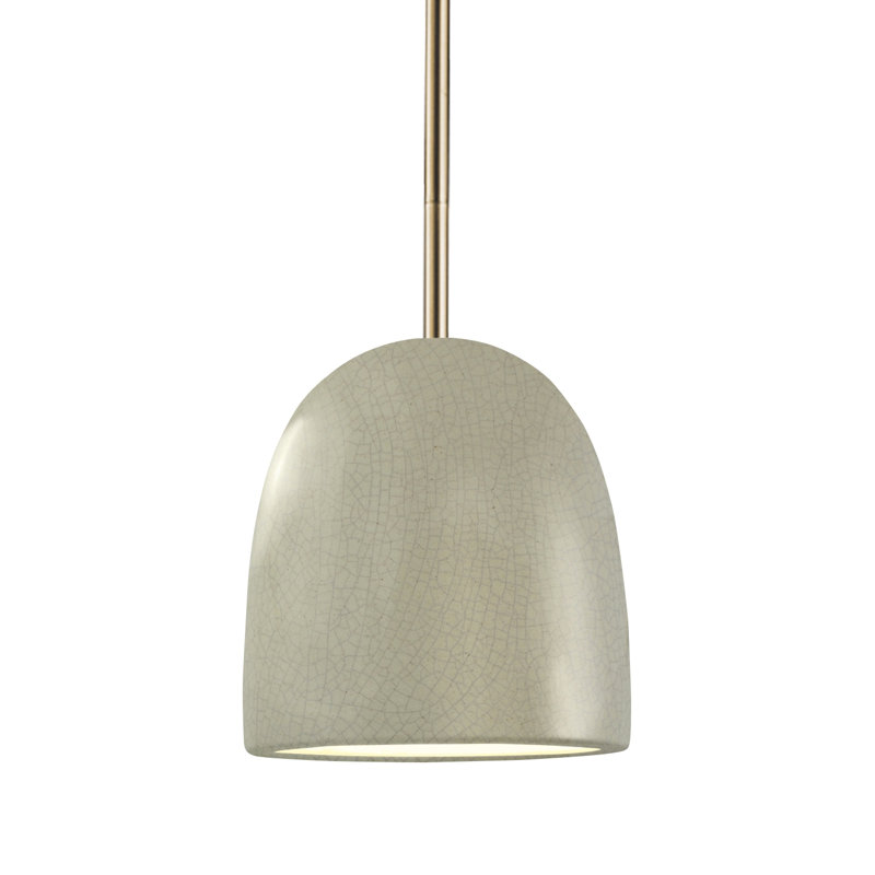 Grand luminaire suspendu Koeller - tige rigide, Laiton antique, DEL intégrées, Craquelure vert céladon