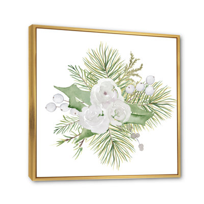 Bouquet de Noël floral avec coton, branches IV - reproduction d'art sur toile traditionnelle