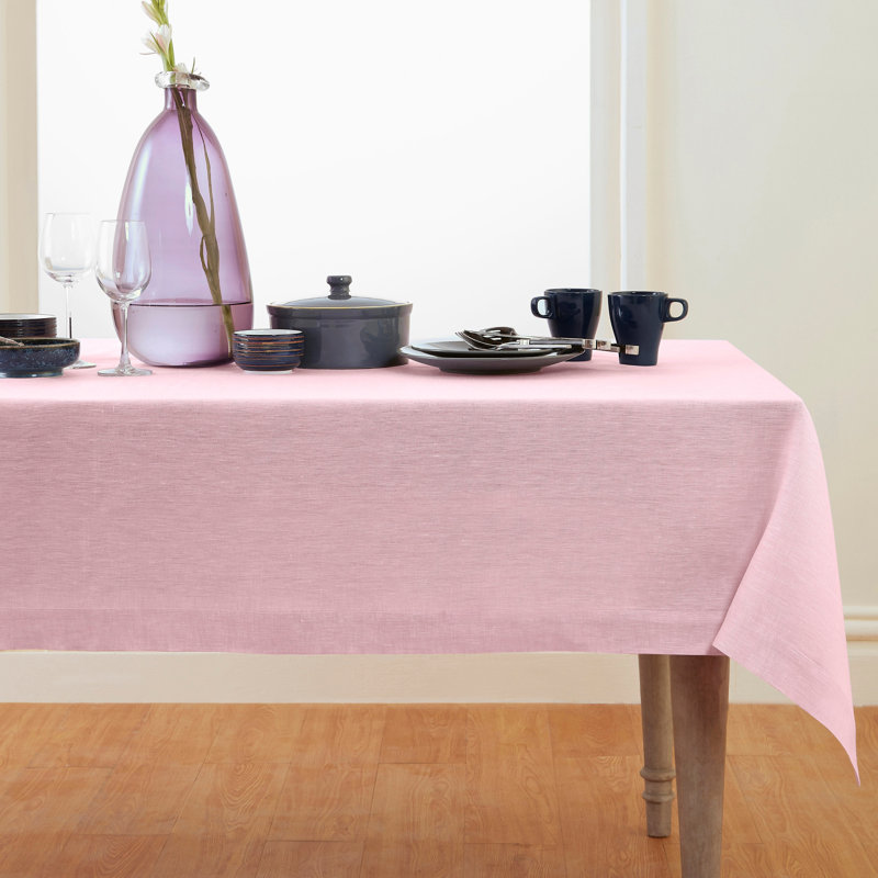 100% Pure Linen Tablecloth - Athena, Bubblegum Pink, 132" x 60"