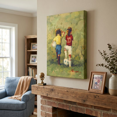 «Kids Soccer», impression sur toile sans cadre, empâtement texturé, paysage sportif pour enfants, art mural