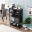 Meuble de rangement autoportant avec support à vin et verres à vin Industrial-1441005607