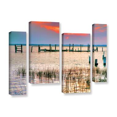 Art Wall Sunset Bay III by Steve Ainsworth 4 Piece Floater Framed Photographic Print on Canvas Set