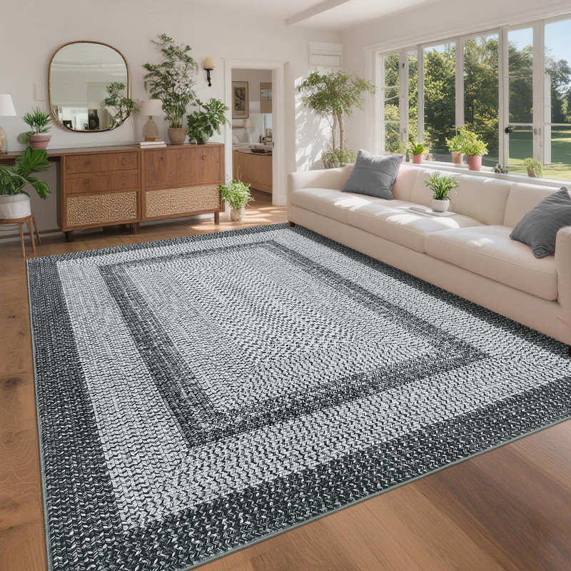 Rectangular Striped 182.88cm X 274.32cm Area Rug, grey, 160*230cm