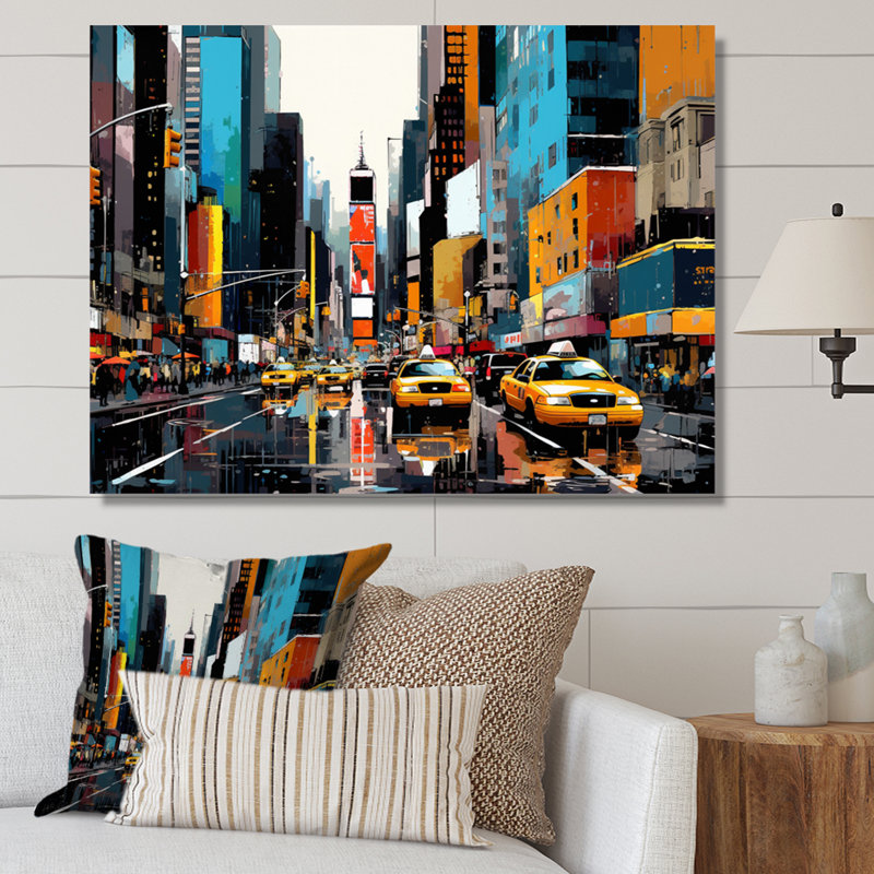 Jaune sarcelle jaune - New York, Toile tendue, H 34 po x l 44 po
