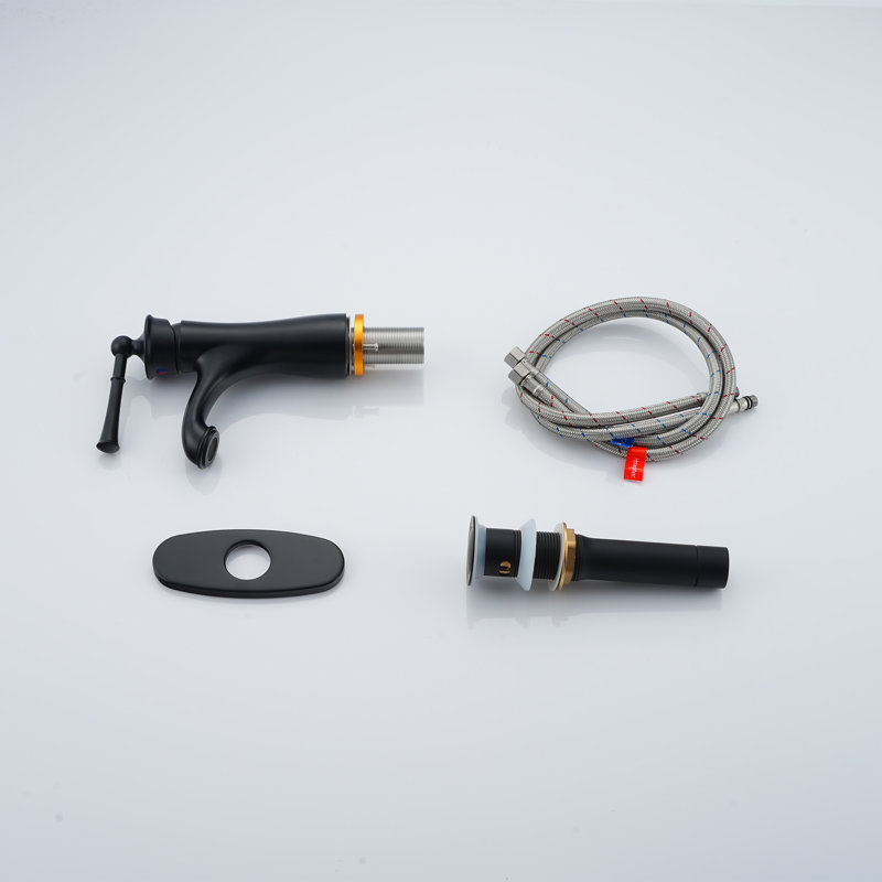 Matte Black Single Handle Bathroom Faucet with Drain Assembly