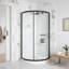 Ensemble de douche d'angle arrondi Breeze 89 cm L x 89 cm l x 196 cm H, noir mat, porte coulissante transparente, parois et receveur-1597569724-1524720454