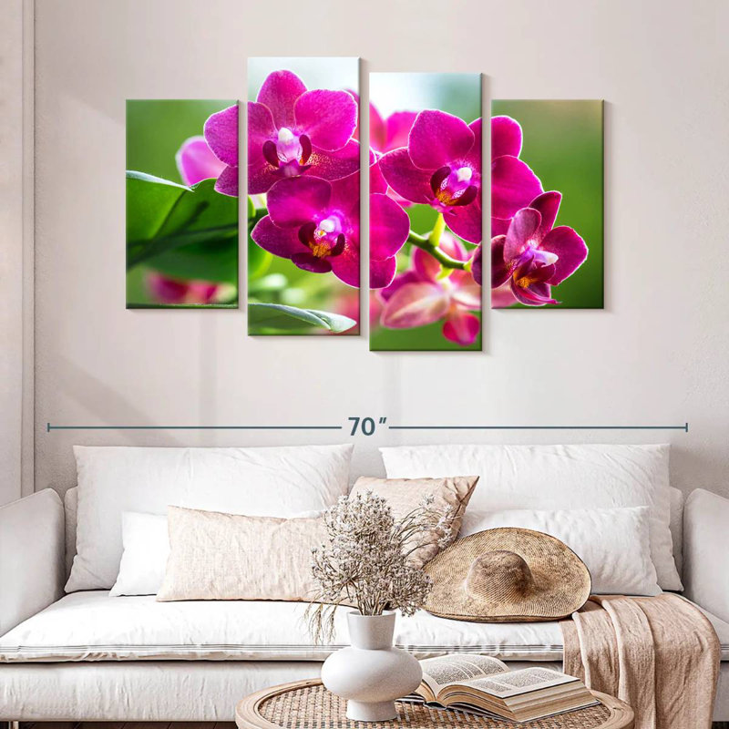 Harnek Pink Moth Orchid Blooms, 32" H x 52" W