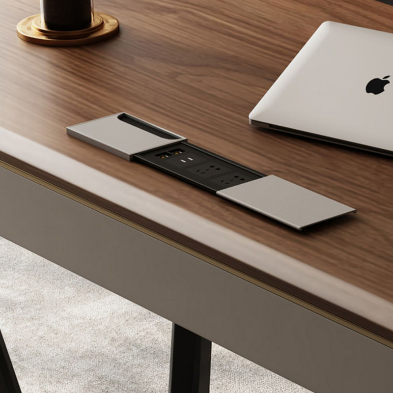 Bureau d'écriture avec tiroirs en noyer manufacturé, 29.53"H*78.74"W*27.56"D