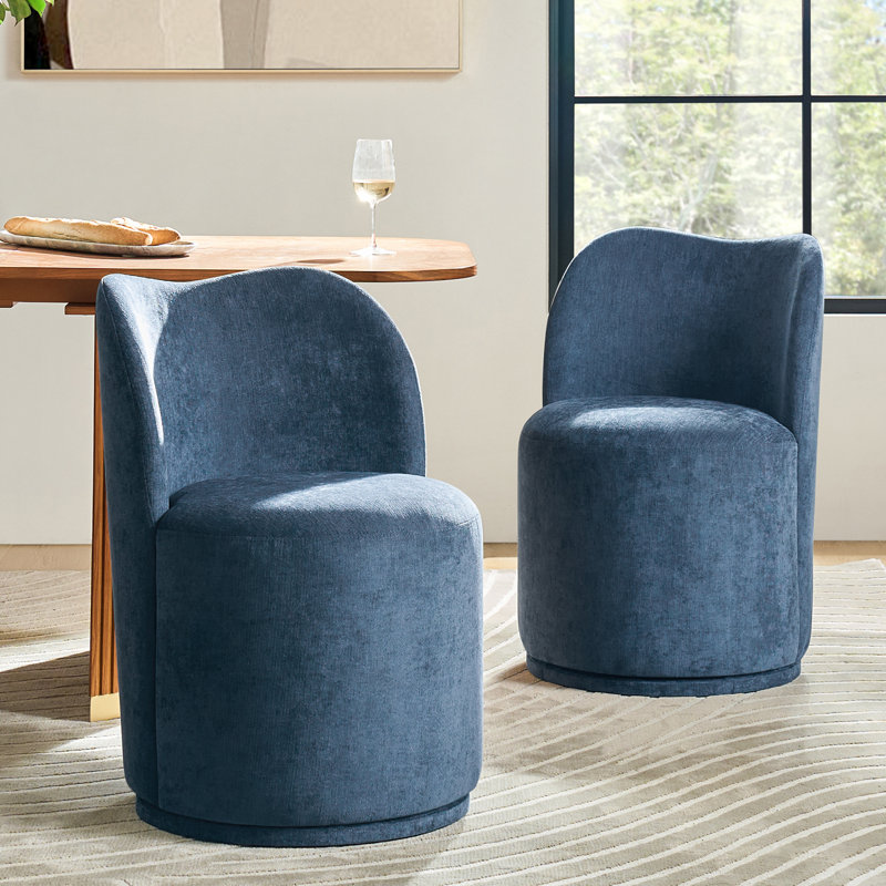 Clester Modern 360-Degree Swivel Dining Chair Set, Navy, 2