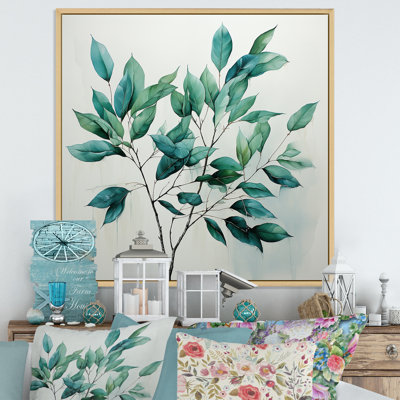 «Teal Tenderness Subtle Leaf Impressions I», reproduction sur toile