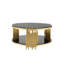 Table basse ronde à double couche en acier inoxydable avec plateau en verre trempé noir