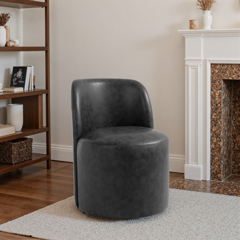 Chaise d'appoint rembourrée en similicuir noir moderne, Noir
