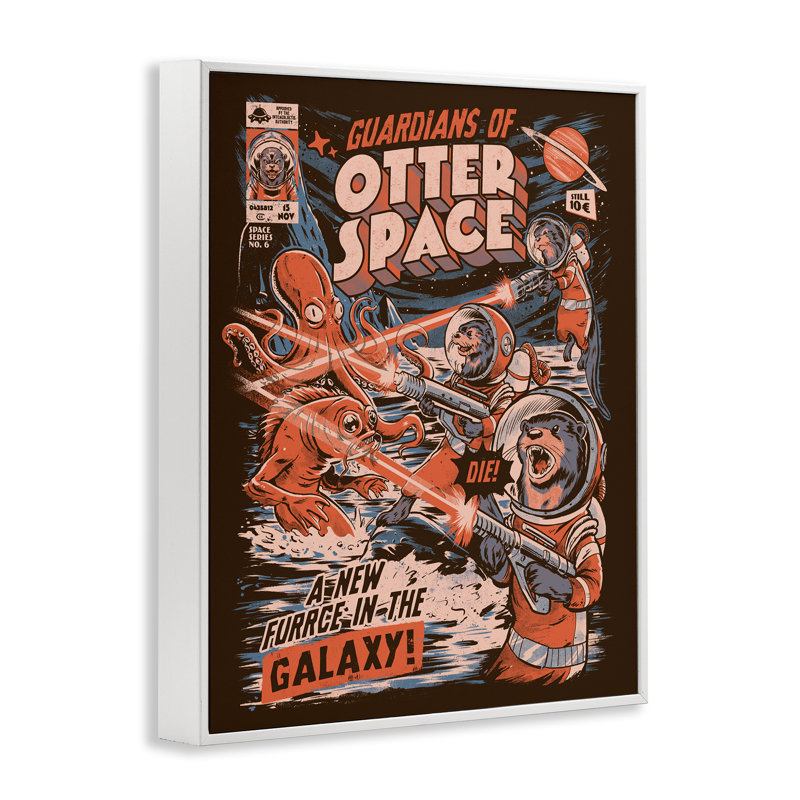 Gardiens de l'espace de loutre, estampe numérique rétro, design par EduEly Designs, H 20 po x l 16 po