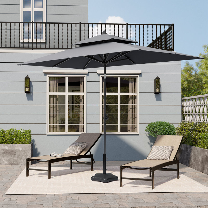 Lyndon 9 x 5 Ft Rectangular Market Umbrella without Weighted Base, 9' W x 5' D, Dark Gray