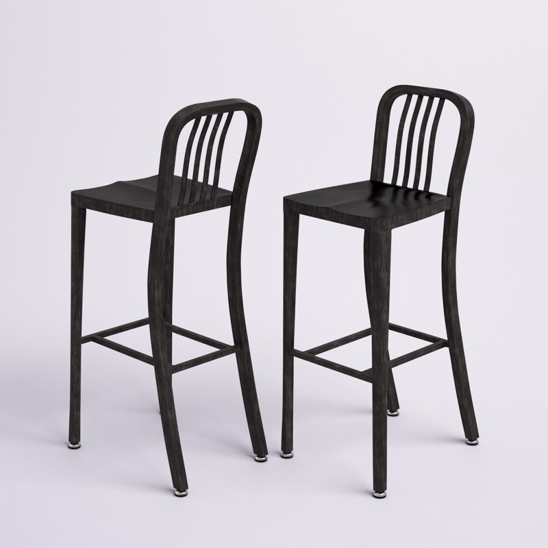 Indoor/Outdoor Commercial Grade Metal Modern Barstools (Set of 2) by Flash Furniture, Light Black