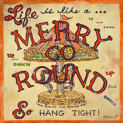 Trinx Kruskamp, Janet Gallery Wrapped Canvas Art Titled: Life is like a merry, go, round