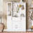 51.1'' Entryway Bench With Integrated Shoe Cabinet , 3-In-1 Design And Mirrored Cabinet Door, Hall Tree With 4 Sturdy Hooks And Foldable Seat For Entrance, Living Room