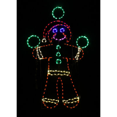Bonhomme en pain d'épice animé jonglant - Décoration lumineuse de Noël