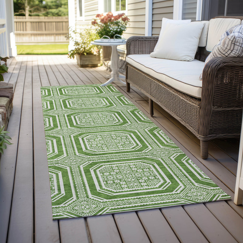 Tapis vert intérieur / extérieur lavable en machine Christain ACN1454, Tapis de couloir 2 pi 3 po x 7 pi 6 po