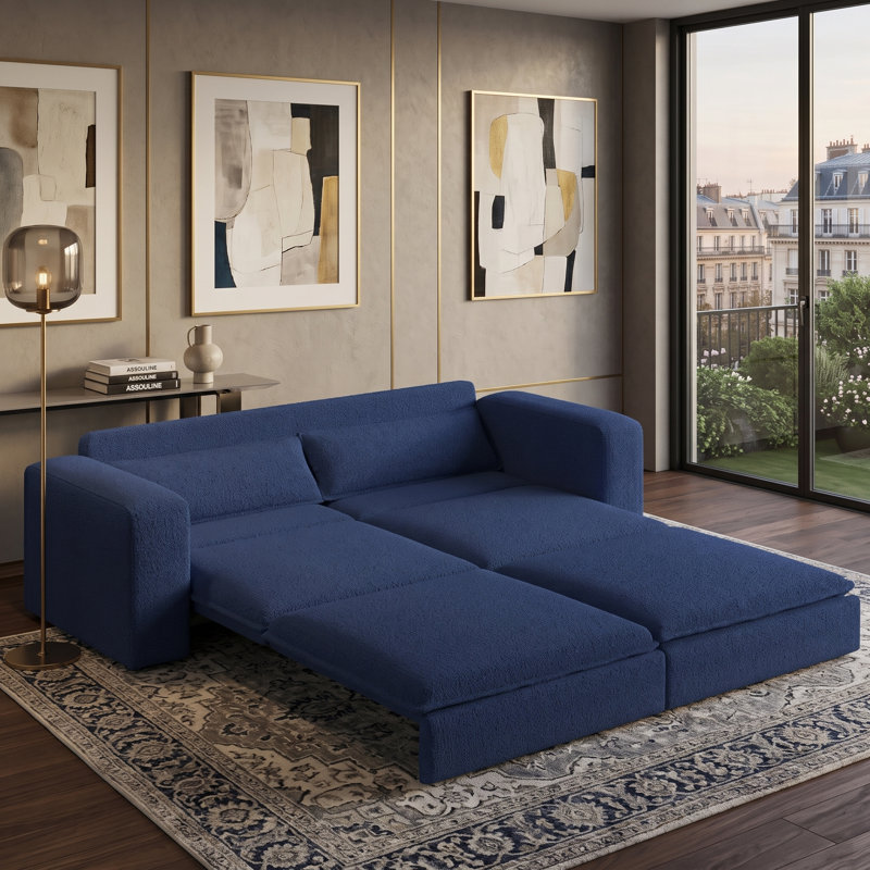 Canapé-lit convertible 3-en-1 93 po Camel Teddy, Bleu