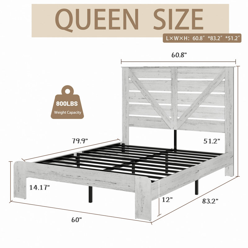 Tête de lit, base de lit plateforme en bois, silencieux, aucun sommier nécessaire et outil d'assemblage facile, grand rangement sous le lit