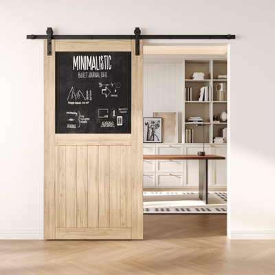 Porte de grange coulissante en bois massif non assemblé 48 x 80