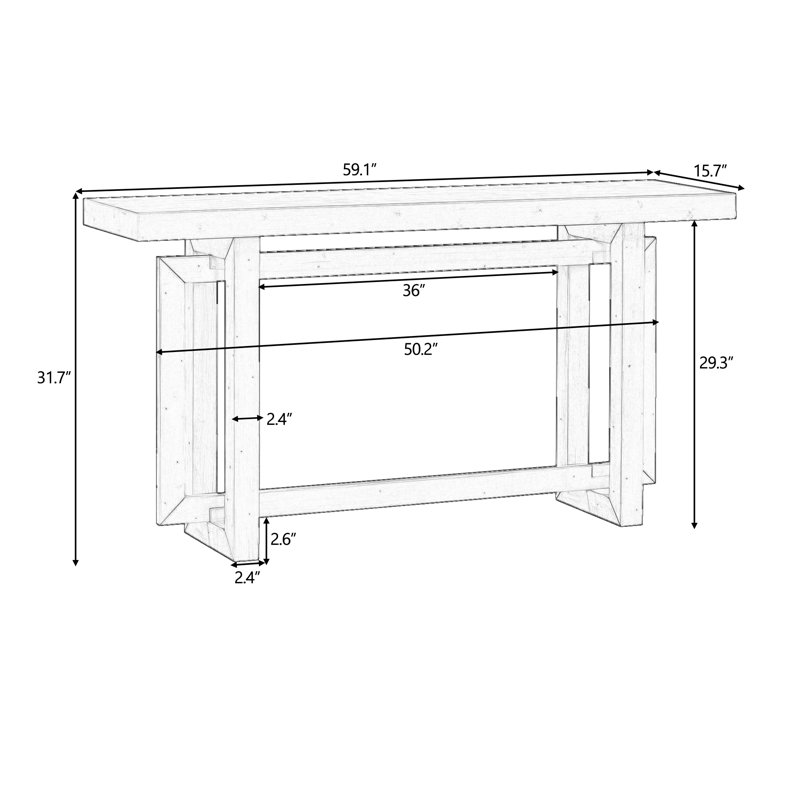  Contemporary Console Table With Wood Top, Extra Long Entryway Table For Entryway, Black