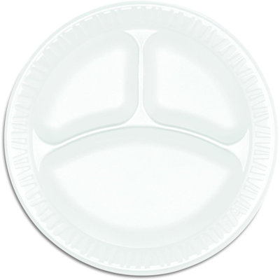  Assiettes robustes jetables en mousse isolante blanche 9 pouces 3 compartiments - pour les fêtes, les barbecues, les événements de restauration, les mariages et l'utilisation quotidienne (400)