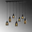 Lustre scandinave Nostalgic, couleur fumée, hauteur réglable, 32,7 po x 13,8 po | Corps en fer, 7 douilles E27 de 40 W maximum | Comprend 1 capuchon (5,5 x 8,7 pouces) et 4 capuchons (5,9 x 5,9 pouces) | Éclairage élégant pour les maisons modernes