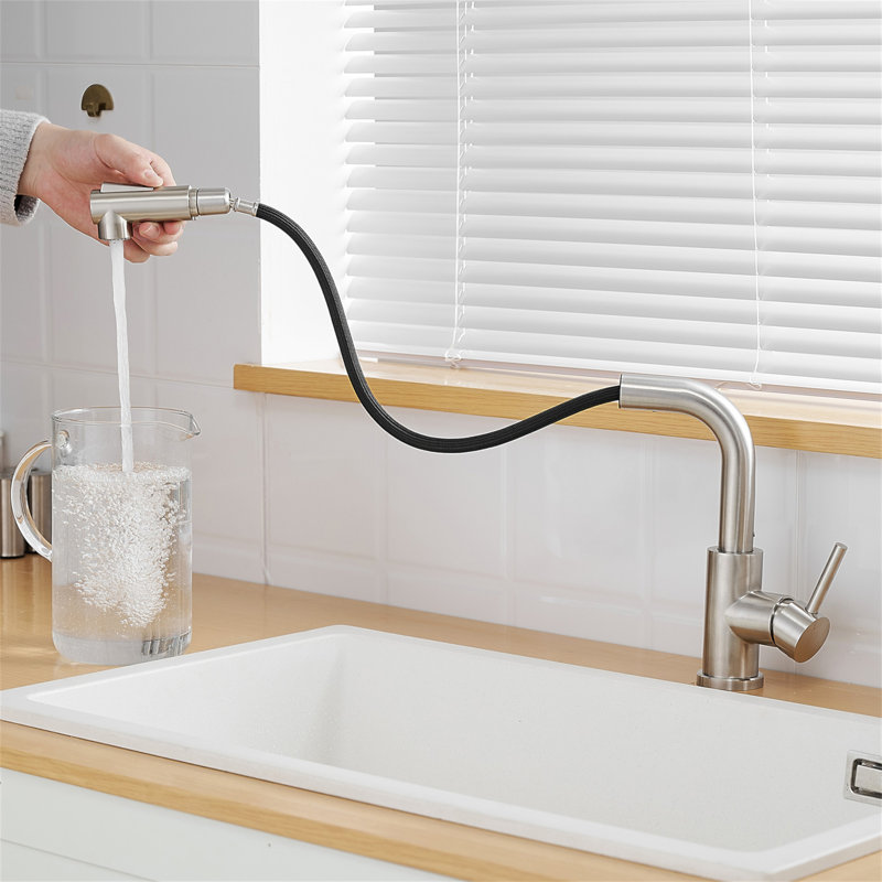 Brushed Nickel Single Handle Pull Down Kitchen Faucet with Ceramic Disc Valve