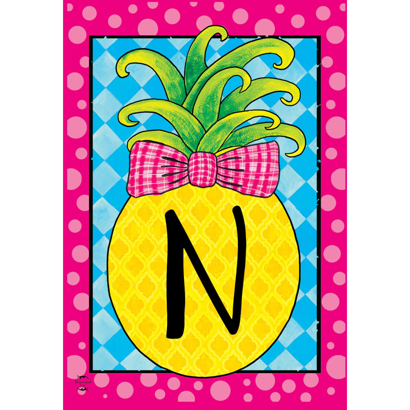 Drapeau de jardin ananas monogramme lettre N