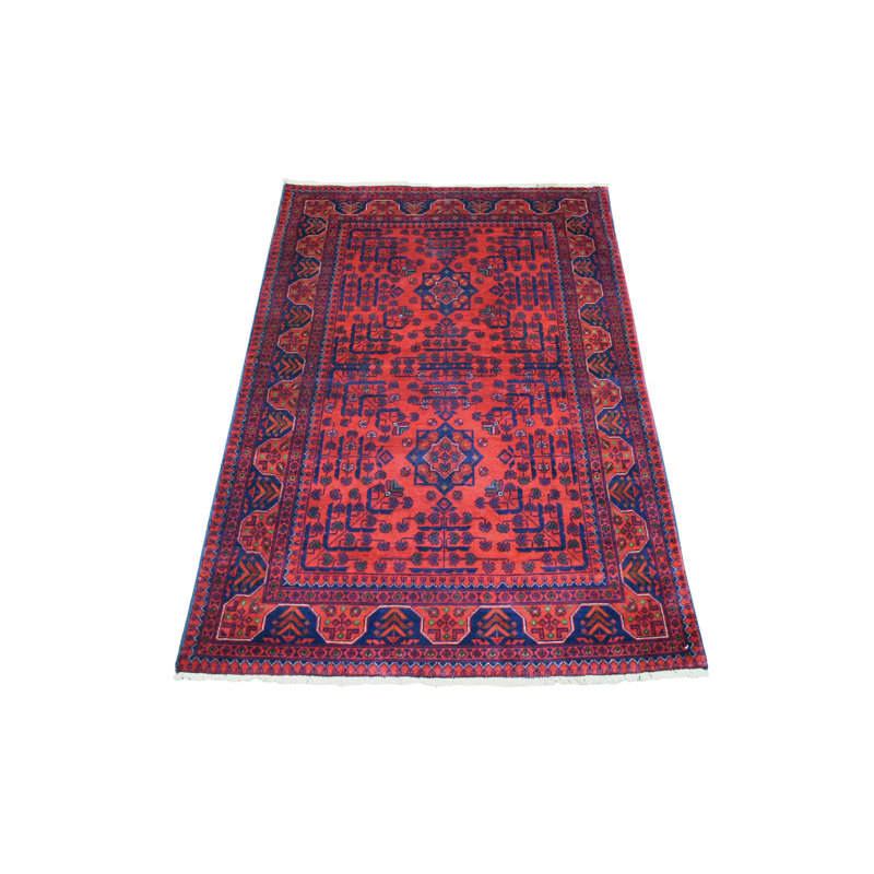 Tapis afghan noué à la main 3 pi 4 po x 4 pi 8 po Khamyab