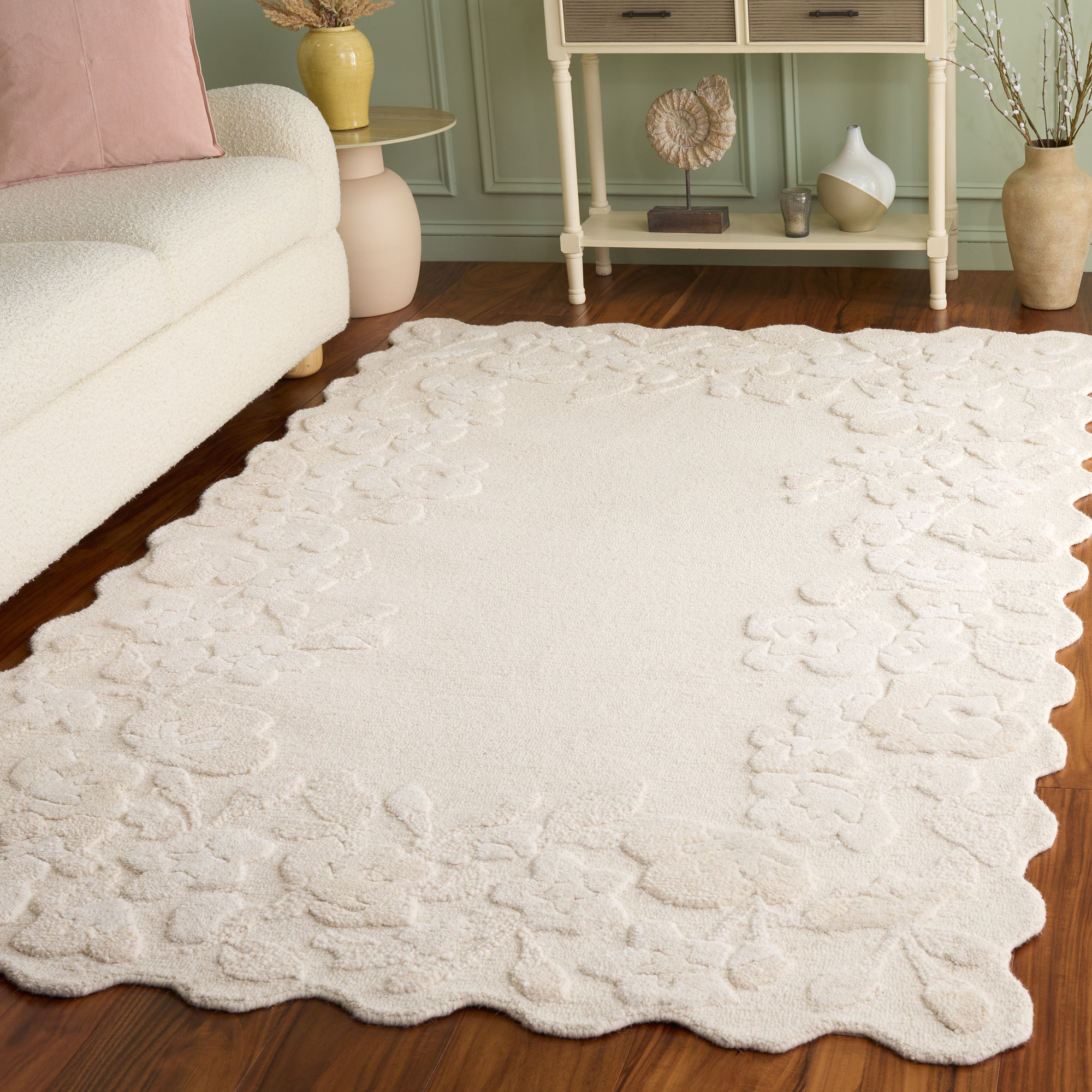Jardin Hand Tufted Wool;Cotton Floral Indoor Rug, Rectangle 5' x 8'