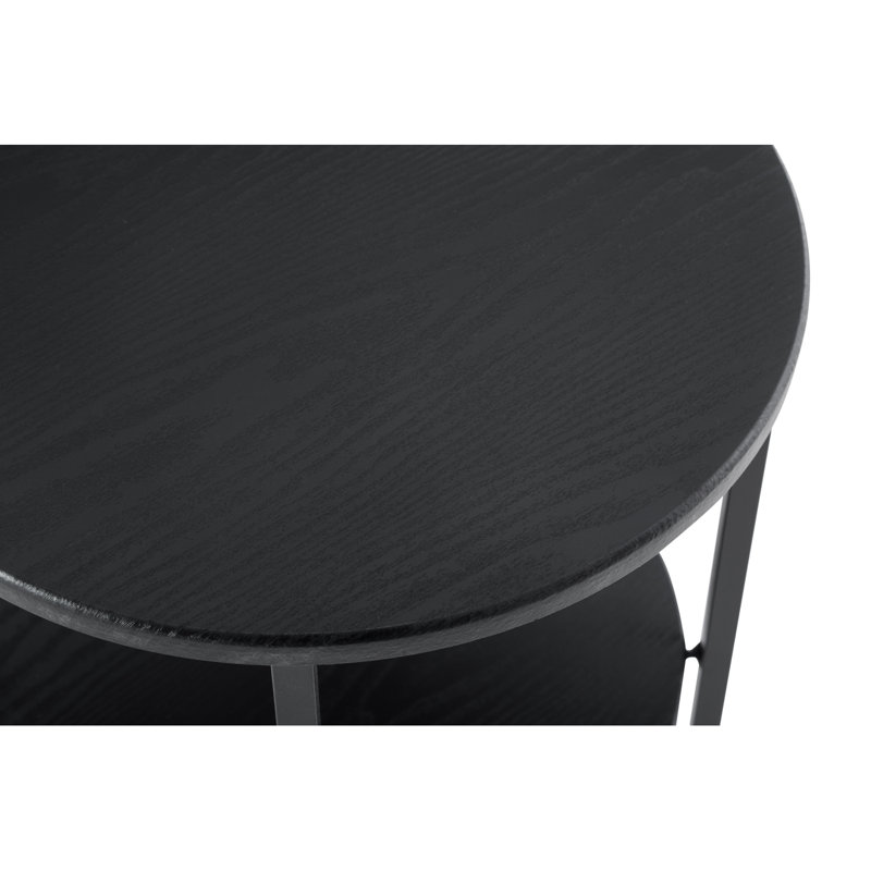 Small Round Side Table,2 Tiers Farmhouse End Table,Accent Tables For Small Spaces,Night Stands For Bedrooms Living Room,Coffee  Tables With Storage Shelf,Black