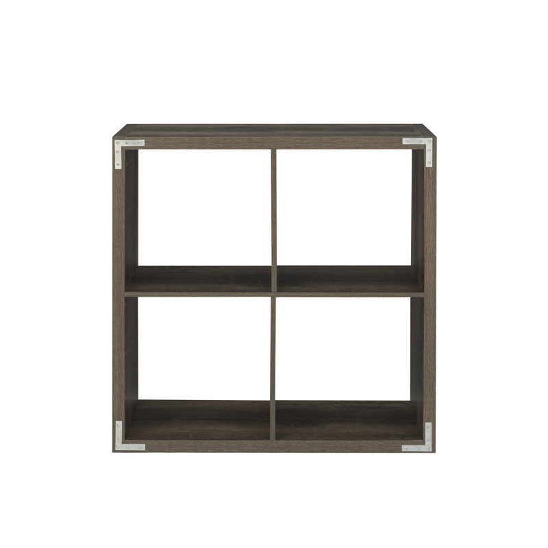 Hamlett 30"H x 30"W Grey Four Cube Wood Bookcase, null