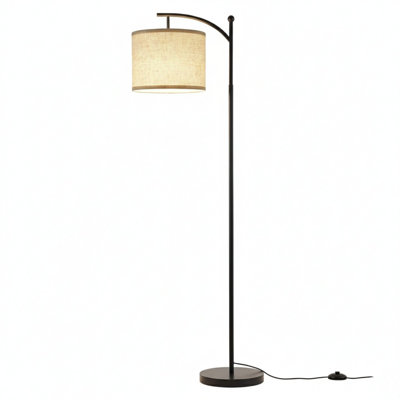 60" Floor Lamp With Remote Control And Stepless Dimmable Bulb, Colours Temperature & Brightness Adjustable, Modern Floor Lamps For Living Room（Beige Shade & Black Pole）