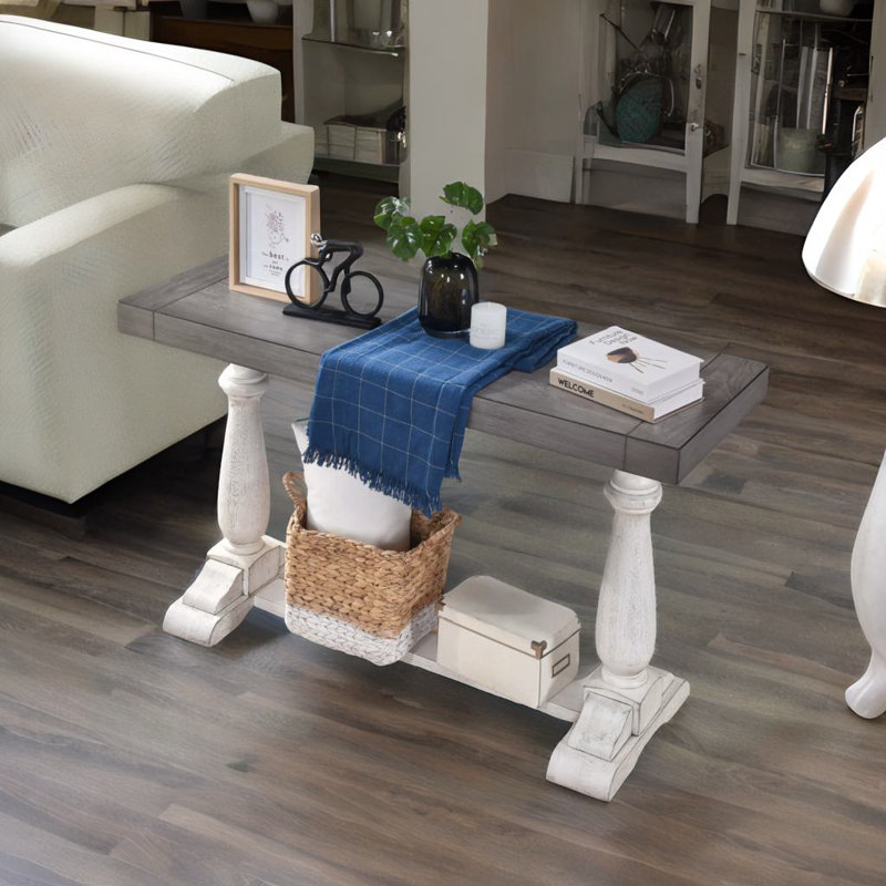 Farmhouse Console Table, Gray Wood